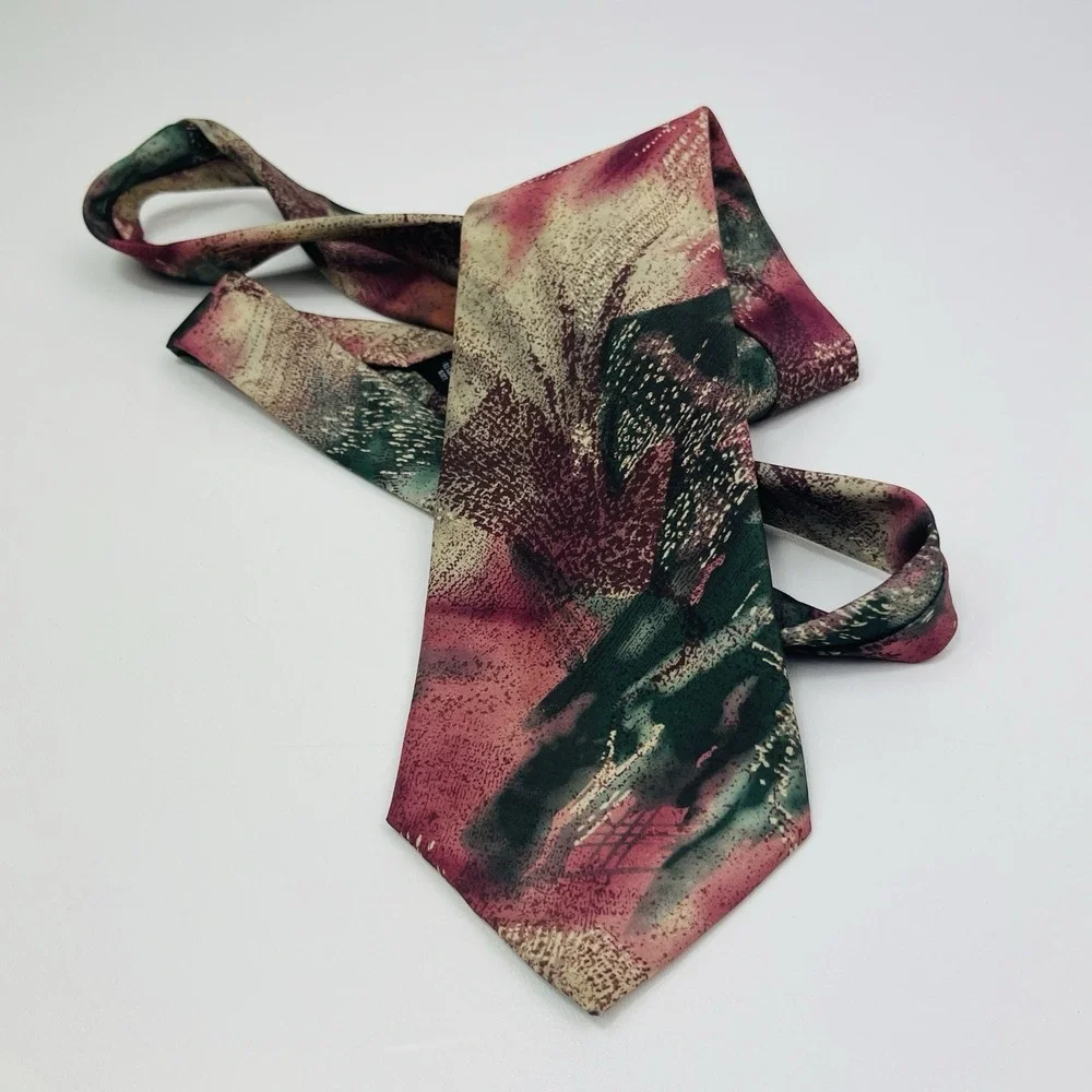 Vintage Principe‎ Tie Waterfloral Watercolor Floral Abstract Polyester 3.5